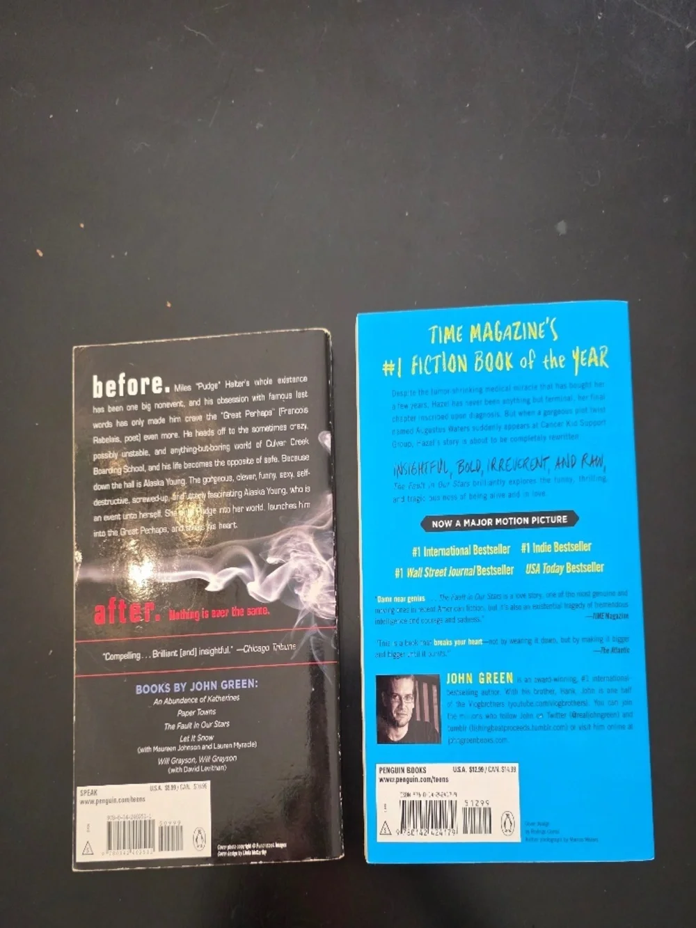 Lot of 2 John Green Paperbacks - Looking for Alaska / The Fault in Our Stars